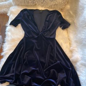 Velvet mini low cut dress.
